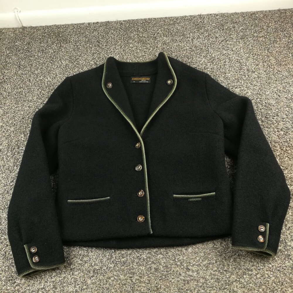 Vintage Geiger Sweater Jacket Cardigan Boiled Wool Womens EUR 42 (Large)